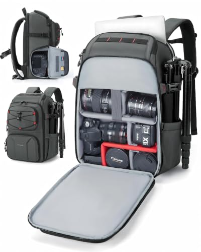 BAGSMART Camera Bag for Photographers Professional Fits up to 15.6" Laptop - color: Light Grey