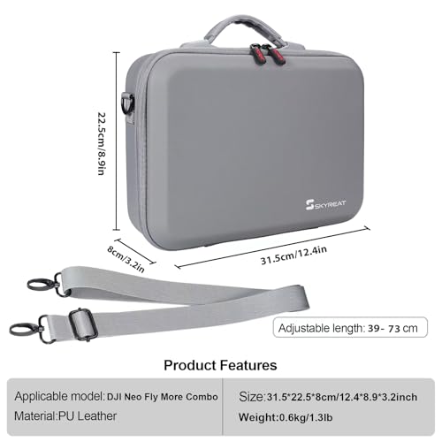 Skyreat Neo Case, Portable PU Leather Storage Neo Shoulder Bag for DJI Neo Fly More Combo Drone and RC-N3 Remote Controller Accessories