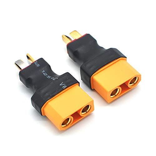 No Wires Connector T-Plug Deans Male to XT90 XT-90 Female Conversion Adapter for RC LiPo Battery (2 Pack) - size: 2 pack T plug Male to XT90 Female