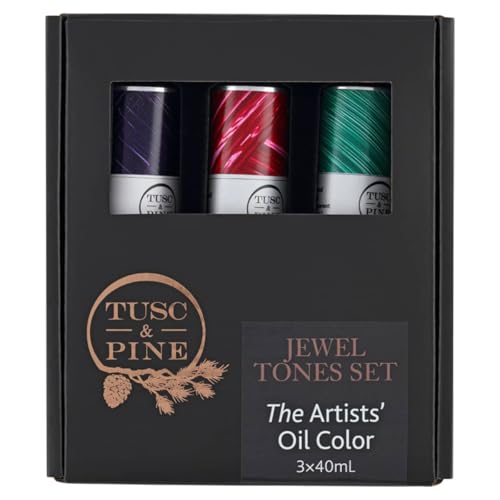 Tusc & Pine Artist Oil Paint - Jewel Tones, Set of 3 40 ml, Non-Yellowing, Rich & Creamy Consistency, Maximum Pigment Load, Small Batch Milled Oil Paints Made in the USA for Professional Artists - color: Jewel Tones, size: 40 ml (Set of 3)
