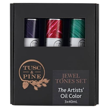 Tusc & Pine Artist Oil Paint - Jewel Tones, Set of 3 40 ml, Non-Yellowing, Rich & Creamy Consistency, Maximum Pigment Load, Small Batch Milled Oil Paints Made in the USA for Professional Artists - color: Jewel Tones, size: 40 ml (Set of 3)