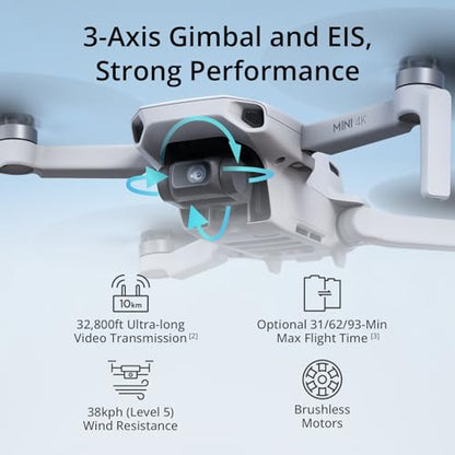DJI Mini 4K Fly More Bundle, Drone with 4K UHD Camera for Adults, 3 Batterys, Drone Case, Propellers Compatible, Propeller Guard, landing pad