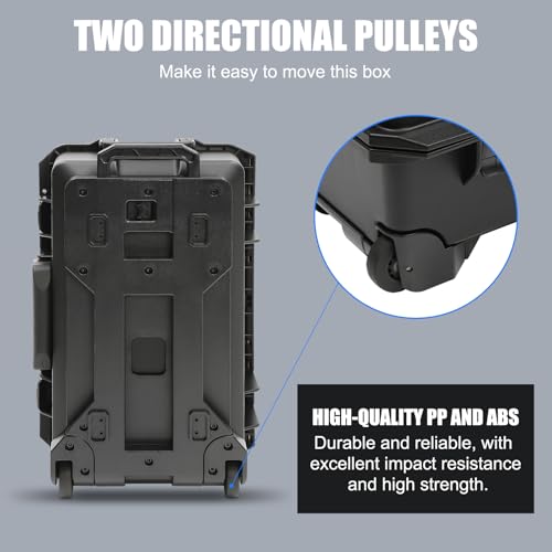 Waterproof Travel Camera Hard Case, Large, 22” x 14” x 9”, Black - color: Black
