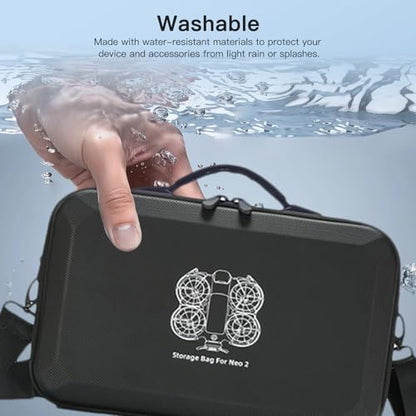 Carrying Case for DJI Neo 2, PU Hard Shell with Shoulder Strap,Compatible with DJI Neo 2 and Drone Accessories, Soft Lining, with Mesh Pocket,Black