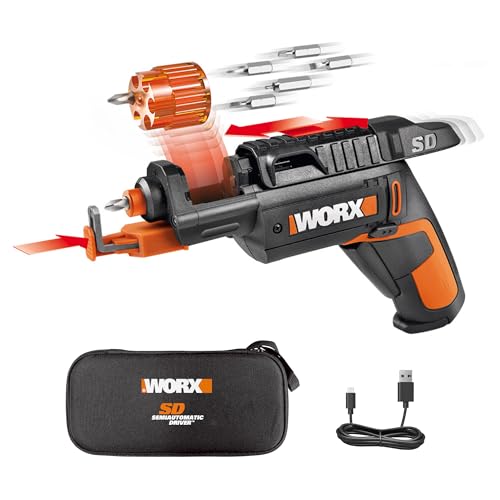 WORX Cordless Screwdriver, 4V 6-Bit Set with Screw Holder, WX255L.5 - style: WX255L.5-USB-W/CASE