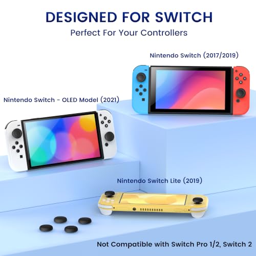 12 Pack Replacement Joystick Caps Thumb Grips for Nintendo Switch/OLED/Lite, Anti-Slip TPU Diamond Texture Analog Stick Covers for JoyCon Controller Repair Kit Accessories