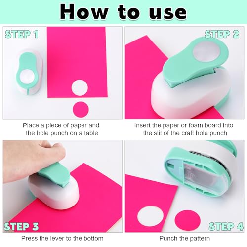 CHENGU 3 Pack Circle Hole Punch 2"/1"/0.6", Mint Green - color: Mint Green, style: Circle