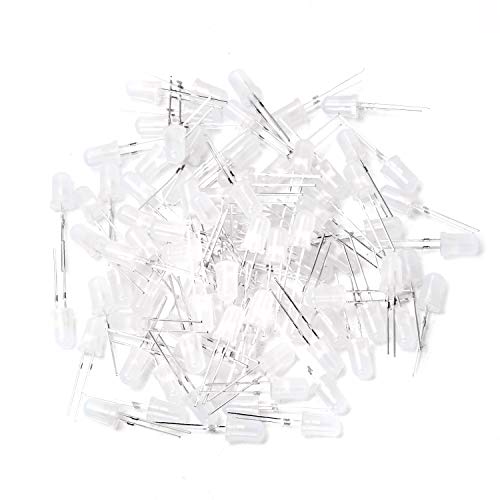 CHANZON 100 pcs 5mm Green Diffused LED Diode Lights(DC 3V 20mA) - color: D) White-green (100pcs)