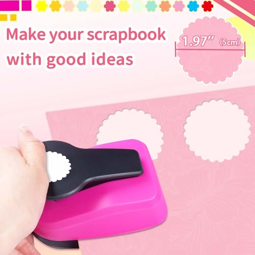 Circle Paper Punches, 1.97 in Scalloped Circle Hole Puncher for Paper Craft - style: Scalloped Circle