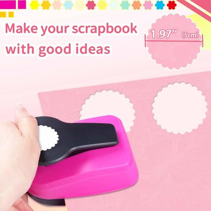 Circle Paper Punches, 1.97 in Scalloped Circle Hole Puncher for Paper Craft - style: Scalloped Circle