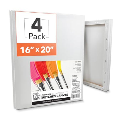ArtSkills Stretched Canvas for Painting, 16x20 Canvas, 4-Pack Framed - size: 4-Pack 16x20