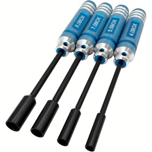 4Pcs Nut Driver Set RC Tool Set Hex Driver for RC Vehicle RC Helicopters FPV Drones Cameras Appliances Repair 4mm 5.5mm 8mm 7mm (BLACK) - color: Black