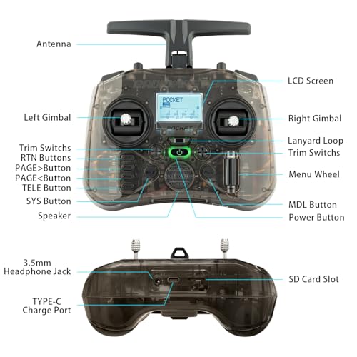 Radiomaster Pocket ELRS Transmitter, Hall Gimbal Portable Mode2 (White) - color: White-No Battery