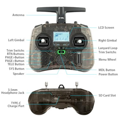 Radiomaster Pocket ELRS Transmitter, Hall Gimbal Portable Mode2 (White) - color: White-No Battery