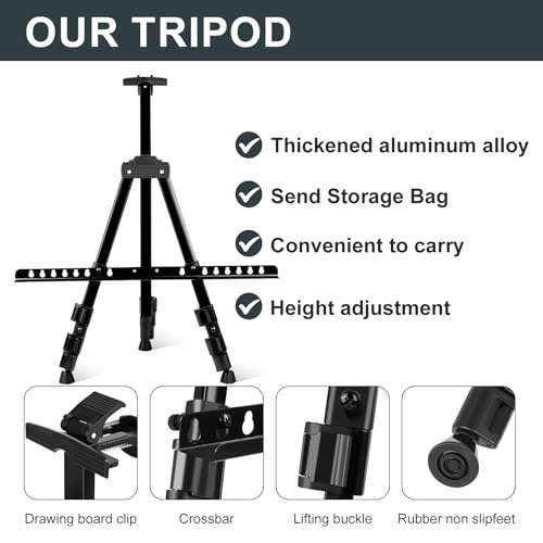 AROIC 17-66 in Art Easel Stand, Aluminum Tripod for Table Top & Floor - style: 1P