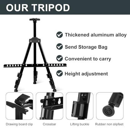 AROIC 17-66 in Art Easel Stand, Aluminum Tripod for Table Top & Floor - style: 1P