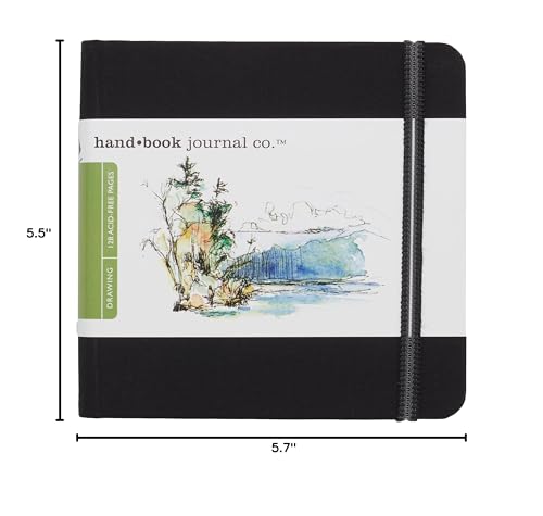 Travelogue Drawing Book, Square 5-1/2 x 5-1/2, Ivory Black Artist Journal