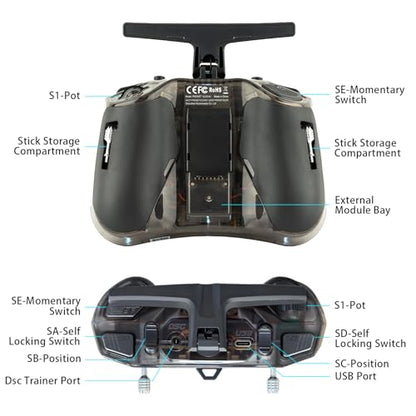 Radiomaster Pocket ELRS Transmitter, Hall Gimbal Portable Mode2 (Charcoal) - color: Charcoal-No Battery