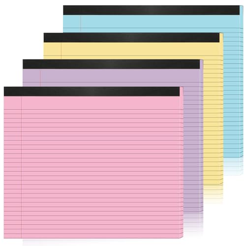 gisgfim 4 Pack 9.5"x 11" Legal Pads College Ruled Notepad - color: Pastel 2