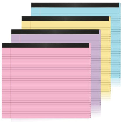 gisgfim 4 Pack 9.5"x 11" Legal Pads College Ruled Notepad - color: Pastel 2