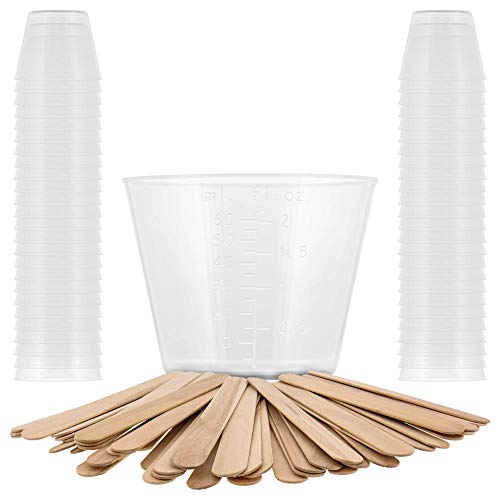 Pouring Masters 2 Oz (60 ml) Liquid Measuring Cups, 50 Pack with 25 Sticks - size: 2-Ounce - Cup
