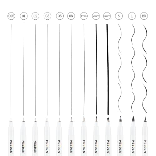 MEEDEN Micro Fineliner Drawing Pens: 12 Sizes, 0.05-3mm, Black Archival Ink - style: Multi-size (12 PCS)