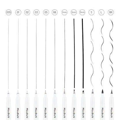 MEEDEN Micro Fineliner Drawing Pens: 12 Sizes, 0.05-3mm, Black Archival Ink - style: Multi-size (12 PCS)