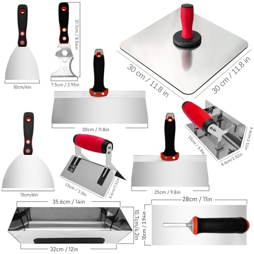 Drywall Knife Set, 10 Pcs Drywall Hand Tool Kit - color: Black, 10pcs