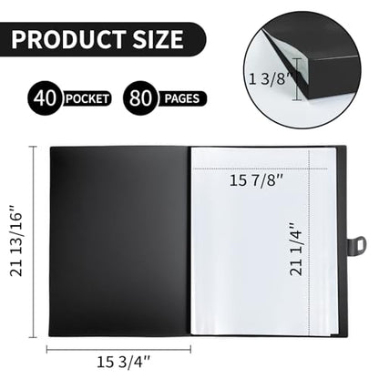 JJRING 16x22 Art Portfolio Binder with Handle Black - color: Black