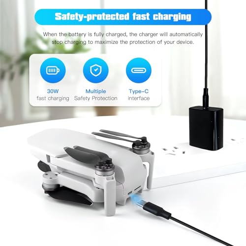 30W Power Adapter Charger for DJI Drone Mini 4K/ 4 Pro/ 3-Pro/ 3/ 3Pro Two-Way Charging Hub - Black - color: black