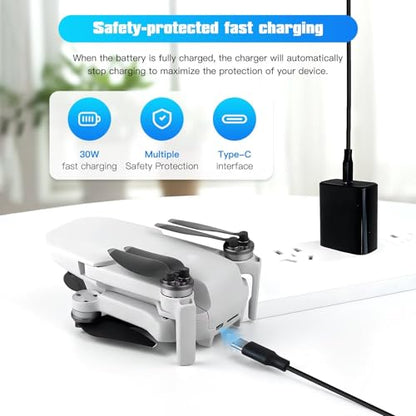 30W Power Adapter Charger for DJI Drone Mini 4K/ 4 Pro/ 3-Pro/ 3/ 3Pro Two-Way Charging Hub - Black - color: black