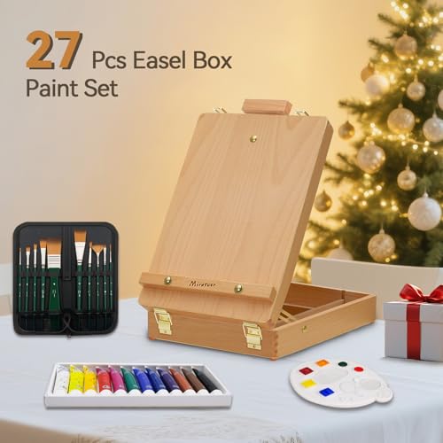Art Supplies 27 Pcs Art Set with Portable Adjustable Tabletop Easel - style: Sketchbox Set