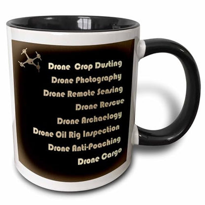 3dRose Antique Drone with DIY Accelerometer 11oz Two-Tone Black Mug