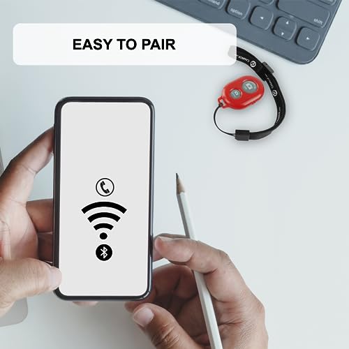 CamKix Camera Shutter Remote Control with Bluetooth Wireless Technology - Create Amazing Photos and Videos Hands-Free - Works with Most Smartphones and Tablets (iOS and Android) - color: Red