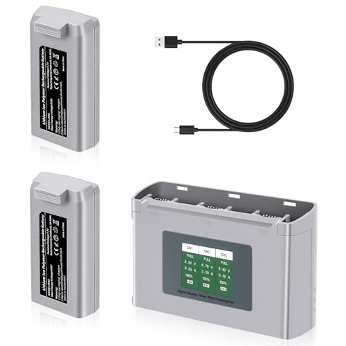 Mini 4K Battery Charger kit 2400mAh Mini 2 SE Intelligent Flight Battery×2 and 3 Slot bidirectional Charging hub with LCD Display×1 Compatible with DJI Mini 2/SE/2 SE/4K Drones