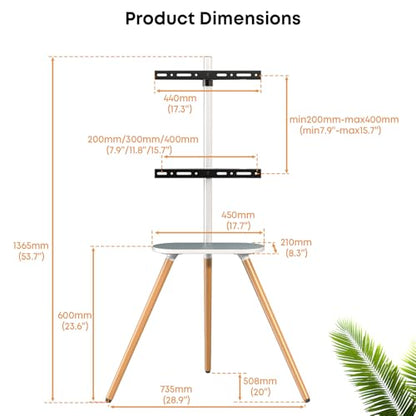 Easel TV-Stand for 43-65‘‘ TVs - Portable, Swivel, Tripod, White - color: White