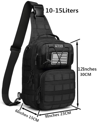 Tactical Sling Backpack Bag Pack for Men Military One Strap Shoulder Backpack Crossbody Bag With Holster 10 Liters - color: Black 2
