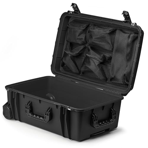 Seahorse 920 Professional Suitcase with Lid Organizer - TSA Approved, MIL‑Spec, IP67 Waterproof, USA Made, Secure Protective Lockable Wheeled Hard Case for Travel Enthusiasts - color: Black, style: 920 Empty W/ Lid Organizer