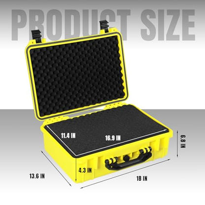 Jack Boss Waterproof Hard Camera Case with Pre-cut Foam,Yellow - color: YELLOW