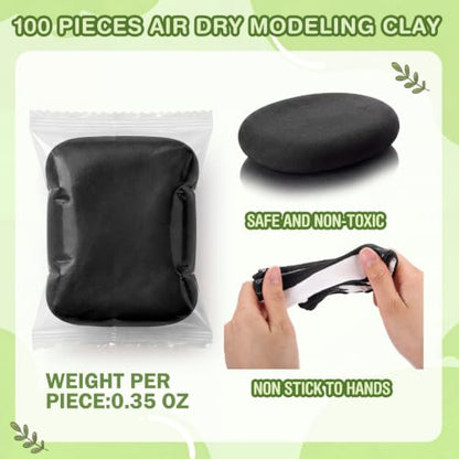 Air Dry Clay Bulk, Modeling Clay for Kids, 100 Pcs, Black - color: Black