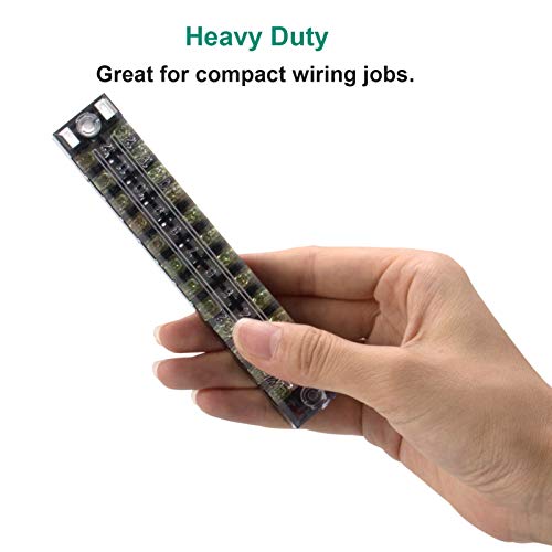 Terminal Block Strip, 12 Circuits 600V 15A, Dual Row Screw, 5 Sets - size: 15A 12P+10pcs Jumpers