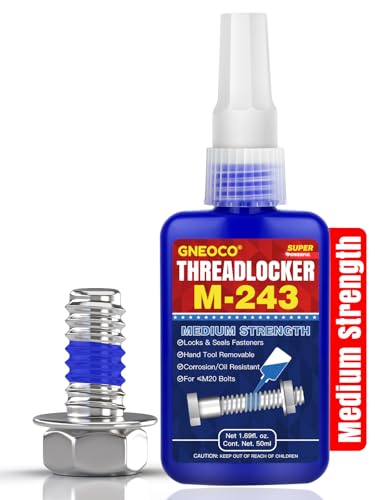 ThreadLocker Blue, Thread Lock Medium Strength Lock Tight for Nuts, Bolts, Fasteners and Metals, Anaerobic Curing Metal Glue to Prevent Loosening and Corrosion (M243-50ml)