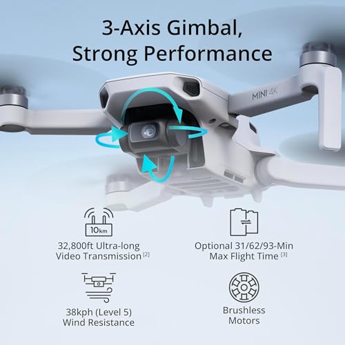 DJI Mini 4K Storage Bundle, Drone with 4K UHD Camera for Adults, Under 249 g, 3-Axis Gimbal Stabilization, Drone Case, Propellers Compatible, Propeller Guard, landing pad