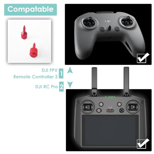 CAPART Aluminum Controller Sticks for DJI FPV RC 2 and DJI RC Pro Controller, Joysticks Replacement Thumb Rocker (Red)