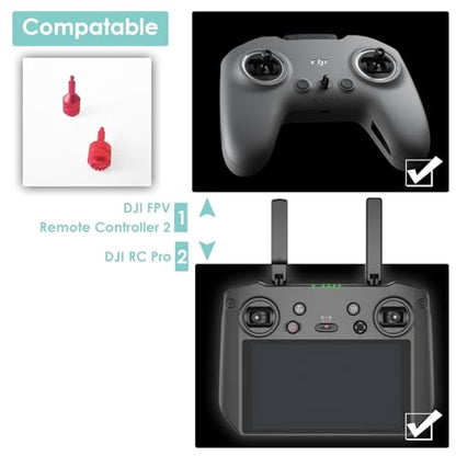 CAPART Aluminum Controller Sticks for DJI FPV RC 2 and DJI RC Pro Controller, Joysticks Replacement Thumb Rocker (Red)