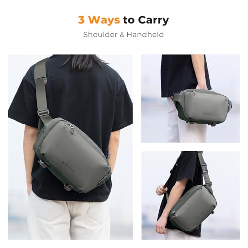 K&F CONCEPT 2 in 1 Camera Sling Bag, Everyday Shoulder Bag - color: 07 Cyan Grey Medium