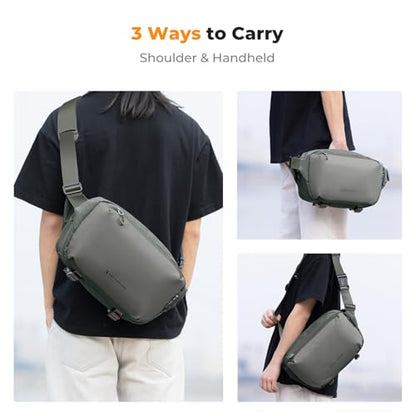 K&F CONCEPT 2 in 1 Camera Sling Bag, Everyday Shoulder Bag - color: 07 Cyan Grey Medium