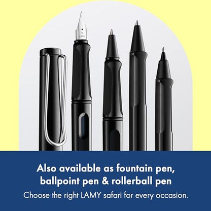 LAMY safari black - Mechanical Pencil with ergonomic grip & body made of robust ASA plastic - ideal for drawing & writing - including LAMY M 41 fine line refill 0.5 mm & eraser tip - color: Black