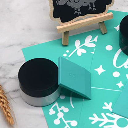 Chalk Stencils Paste Self-Adhesive Screen Ink, Reusable Screen Paste Transfer Tool, 2 Cans of Chalk Ink and 2 Screen Printing Squeegees. - color: 2 colors Jars Chalk Paste With 2 Pcs Tool