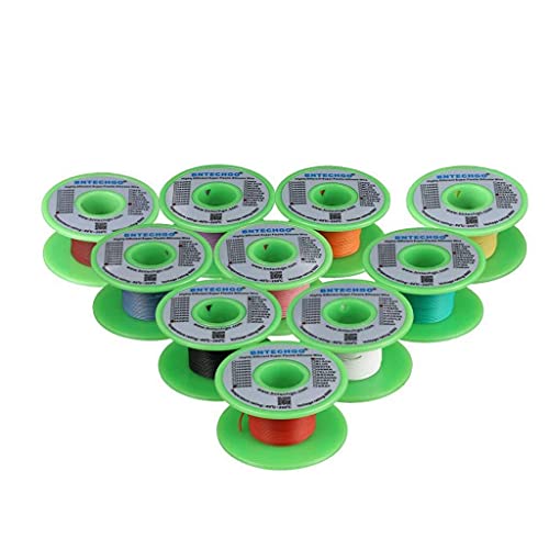 BNTECHGO 30 AWG Silicone Wire Kit 10 Color Each 25ft Stranded Tinned Copper - size: 10 Colors Each 25ft, style: 30 AWG silicone wire